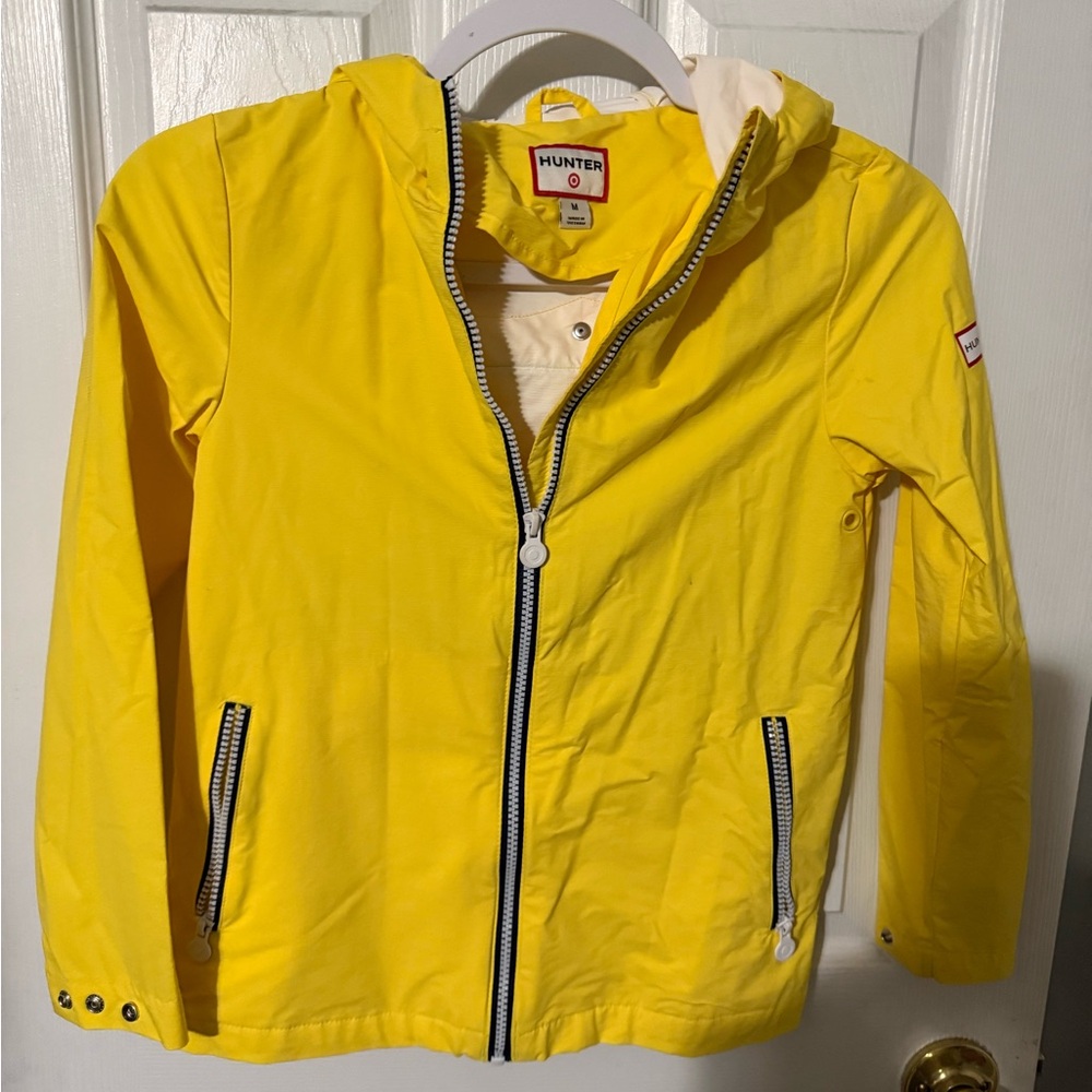 Hunter Girls Yellow Rain Jacket | Size Medium | Waterproof Hooded Coat